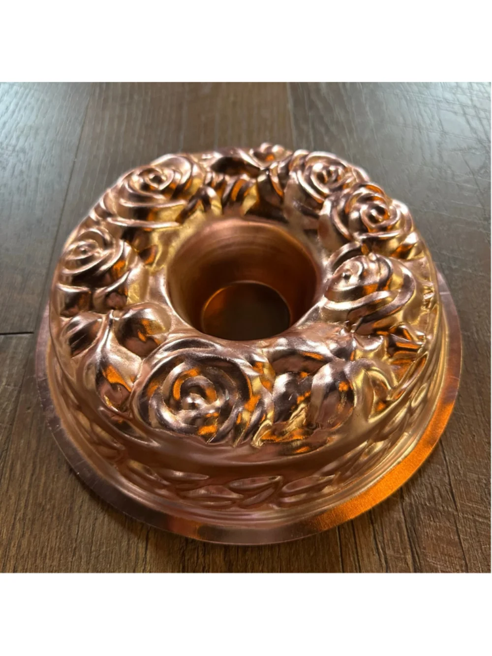 Vintage Copper Rose Bundt Cake Mold Floral Embossed Kitchen Wall Decor